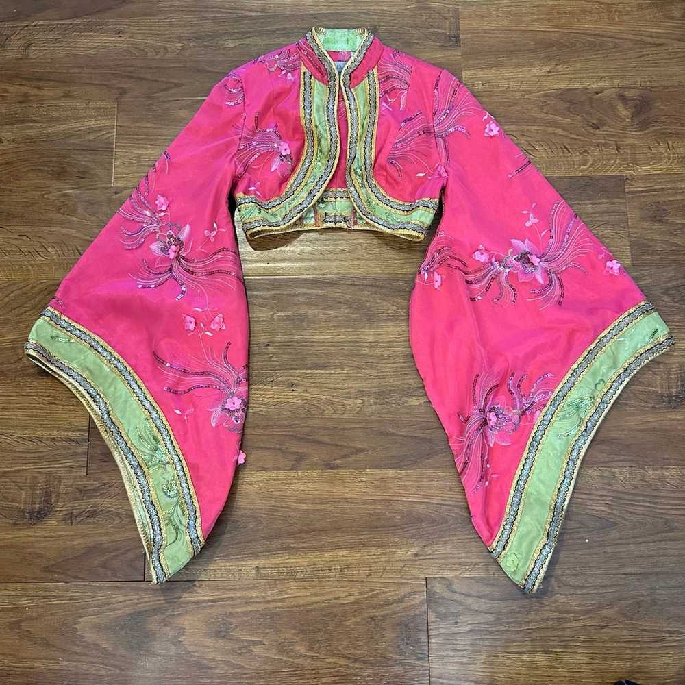 Vintage cropped embroidered embellished kimono ja… - image 6