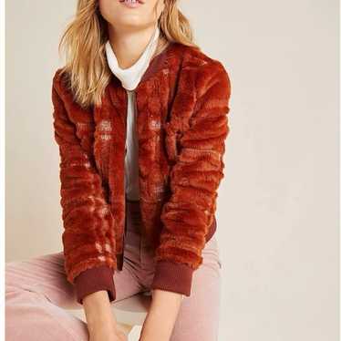 Anthropologie Plaid Teddy Bomber Jacket