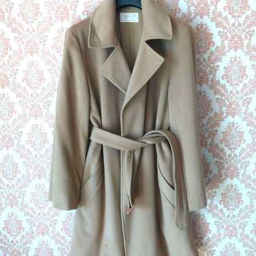 90s～00s agnes b. super long coat sullen black water-repellent polyester-cotton trench coat