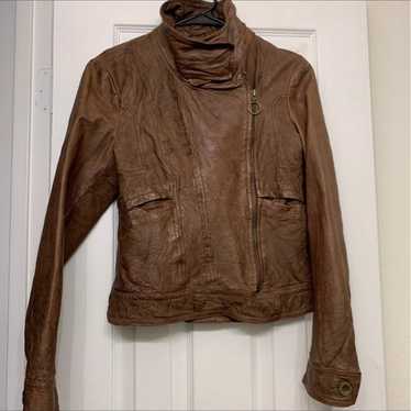 Brown 100% genuine leather jacket