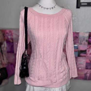 American Eagle Y2K Vintage Pastel Pink Knit Sweate