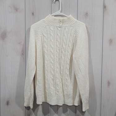 Vintage 90s karen scott white pearl cable knit swe