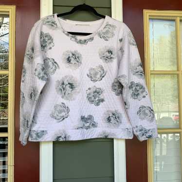 LOFT Vintage-Style Gray Rose Sweatshirt