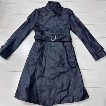 Genuine leather trench coat with belt