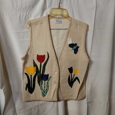 Handmade Spring Themed Vest Tulips Women's