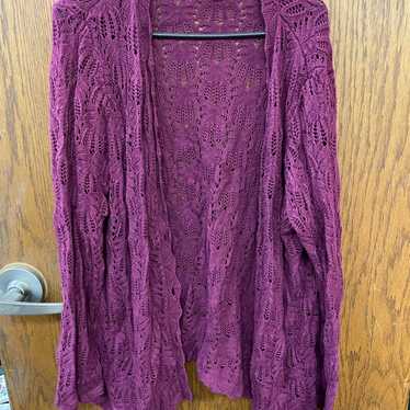 Joan Rivers Purple Vintage Button Up Cardigan