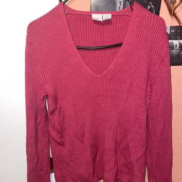 Armani Exchange pink v neck ribbed sweater