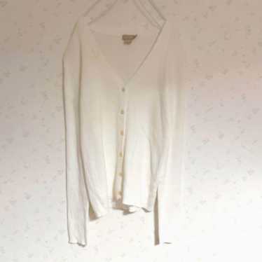 J.Crew White V-Neck Cardigan (S) 100% Cotton