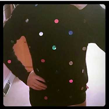 Black Sequined Polka Dot Sweater