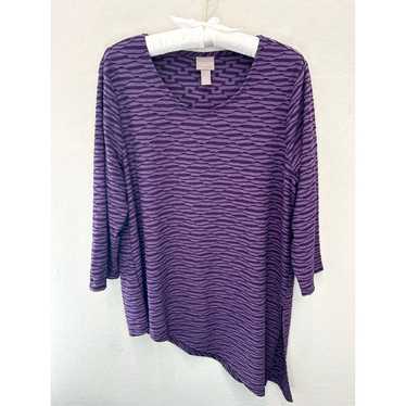 Chicos CHICOS Purple Knit Textured 3/4 Sleeve Asym