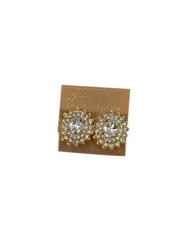 Kenneth Jay Lane KJL Oval Clear Crystal Floral Cli