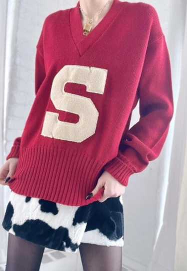 50s letterman wool sweater