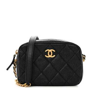 CHANEL Shiny Caviar Quilted Chain Melody Camera Ba