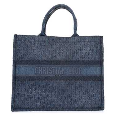 CHRISTIAN DIOR Oblique Denim Book Tote Denim Blue