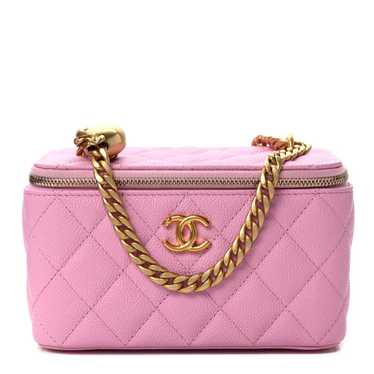 CHANEL Caviar Quilted Sweetheart Vanity Case  Pink