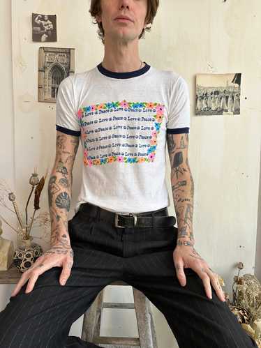 1980s Peace and Love Ringer T-Shirt (M)