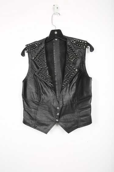 Black Vintage Leather Studded Vest Selected by Lov