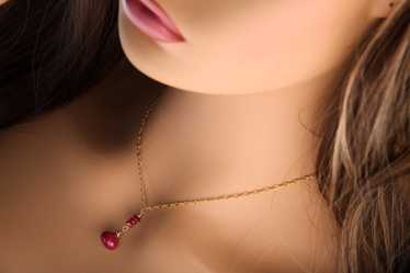 Ruby Onion Drop Briolette, Genuine Ruby Wire Wrap… - image 1