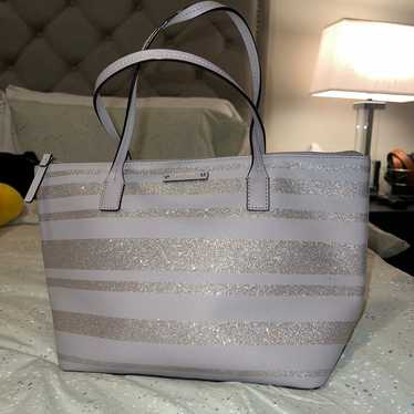 Kate Spade Glitter Stripe Tote Bag - purplish/grey