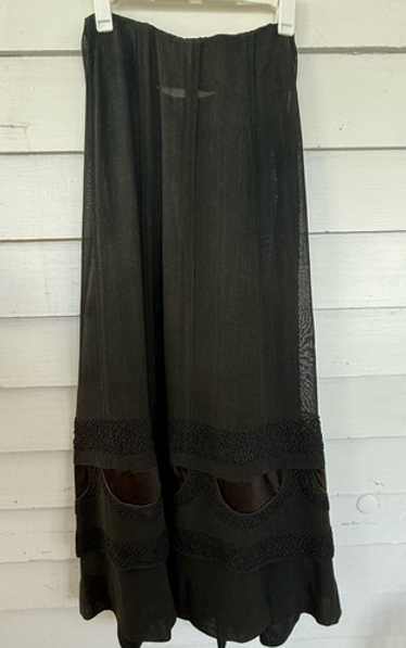 Antique 1910's French Voile Black Skirt Soutache … - image 1