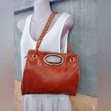 Brown Zipper faux leather Crossbody