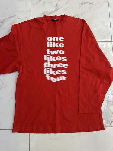 Balenciaga Balenciaga Red Printed Long Sleeve T-Sh