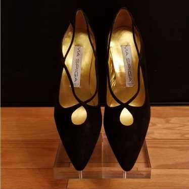 New Via Spiga Black Suede Pumps