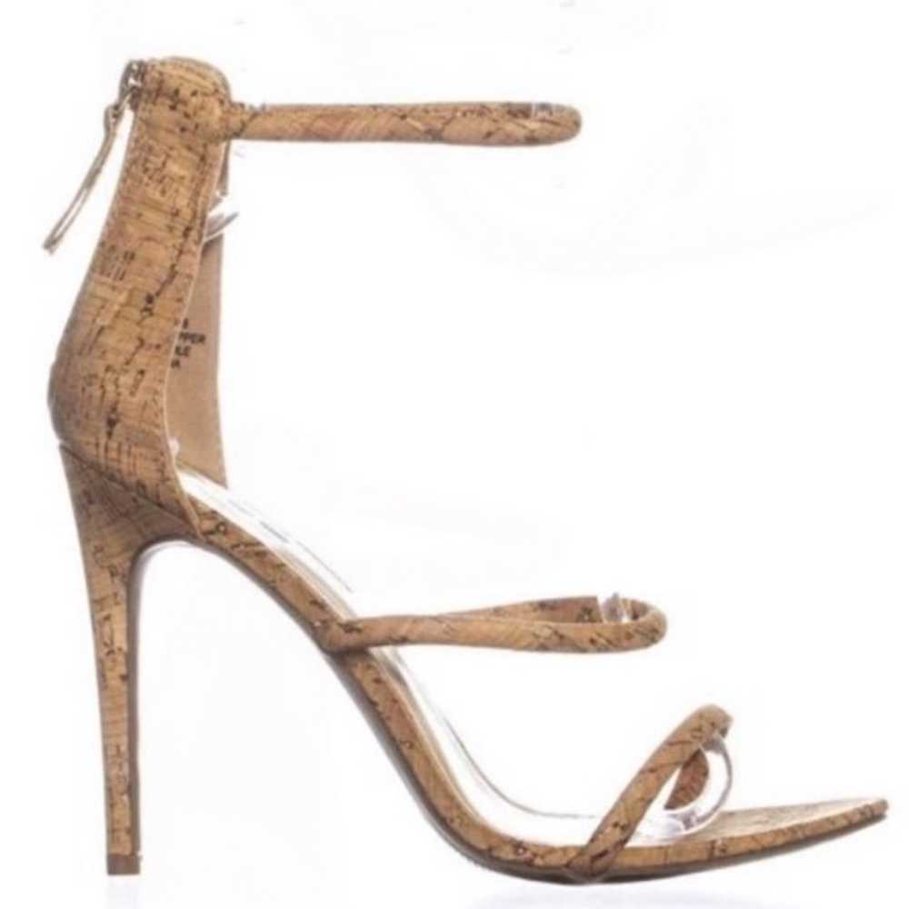 BEBE GLITTERY BERDINE G CORK 3 STRAP HIGH HEELS S… - image 6