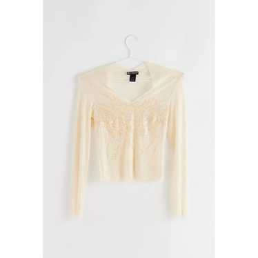 Vintage Y2K Sequin Sheer Mesh Long Sleeve Bebe Top