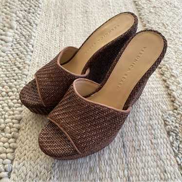 Veronica Beard Dali Raffia Wedge Sandal Size 6 NWO