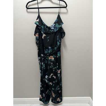 Banana Republic Black Floral Ruffle Jumpsuit