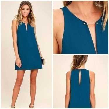 Lulus Near or Bar Teal Blue Shift Dress S