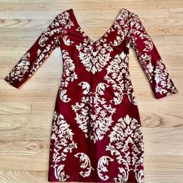 B DARLIN Burgundy with Gold Sequins Dress