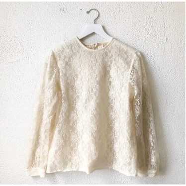 Vintage Cream Long Sleeve Lace Long Sleeve Blouse