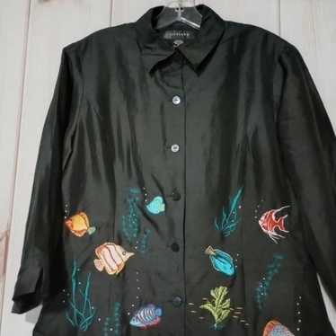 SilkLand Blouse Ladies 10 Embroidery Fish