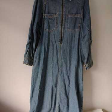 Denim Long Dress with Zipper