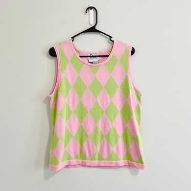 Lilly Pulitzer Pink and Green Diamond Vest