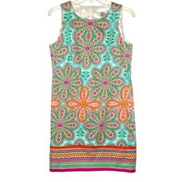 London Times Colorful Floral Sleeveless Shift Dres