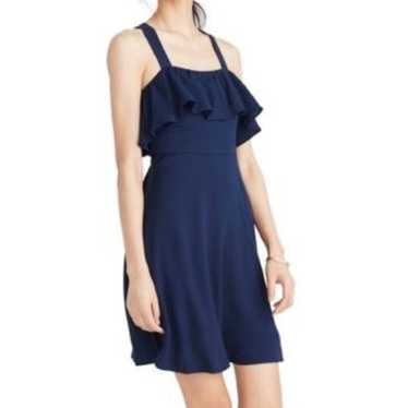 Madewell Apron Ruffle Dress Navy