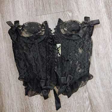 Vtg Victoria's Secret Black Lace Sheet Corset