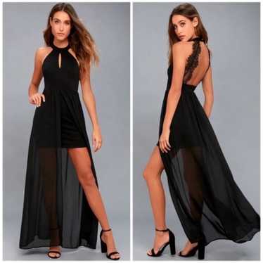 Lulus - My Beloved Black Lace Maxi Dress