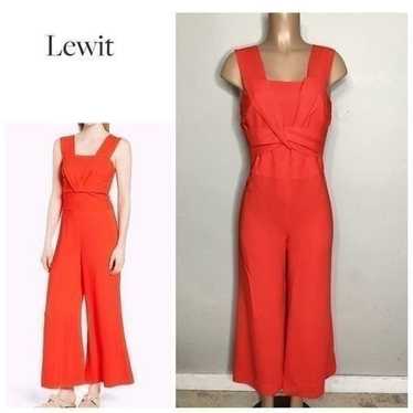 New. Lewit red cropped wide legged jumpsuit. With 