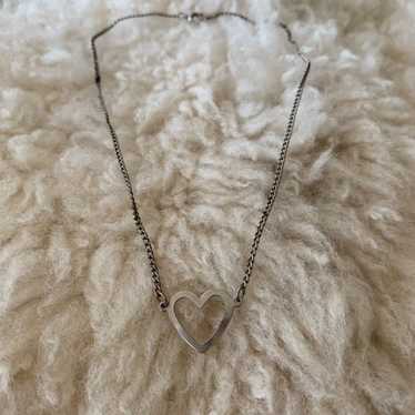 Vintage Silver Heart Outline Necklace