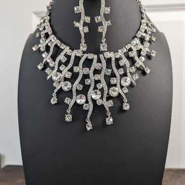 Vintage Rhinestones Statement Necklace and Earring