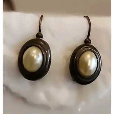 Vintage Sterling Silver Faux Pearl Earrings