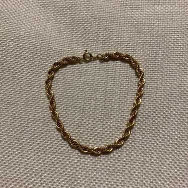 Vintage Gold Tone Twisted Rope Chain Bracelet