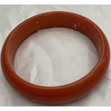 VTG Bakelite Bracelet Wide Bangle Orange Brown thi