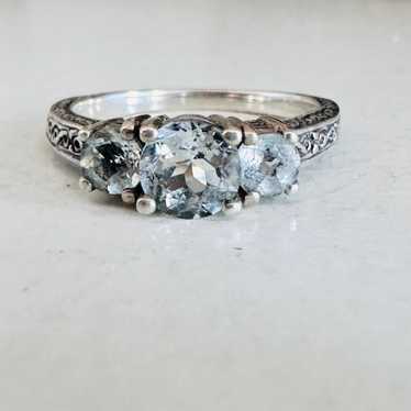 Sterling silver light blue stone ring