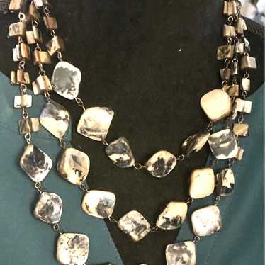 3-Strands Vintage Mother-of-Pearl Necklace