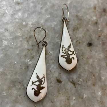 Vintage Sterling/White Enamel Earrings